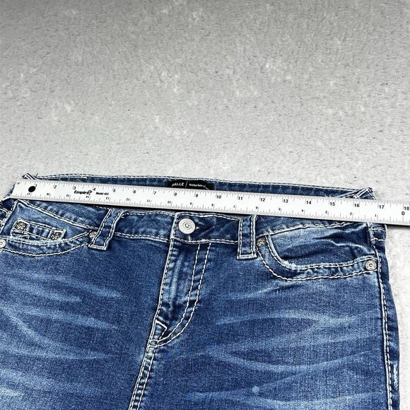 True Religion Rocco Relaxed Skinny Jeans Womens Sz 34 Blue Dark Wash Distressed - Picture 6 of 16